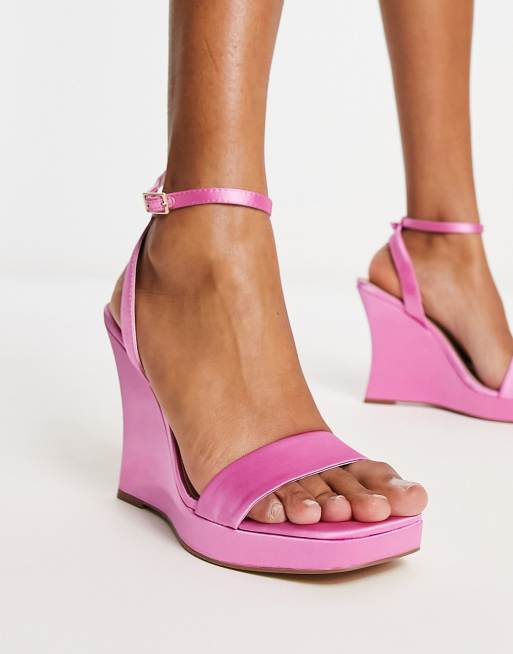 ALDO Nuala curved wedge sandals in pink | ASOS