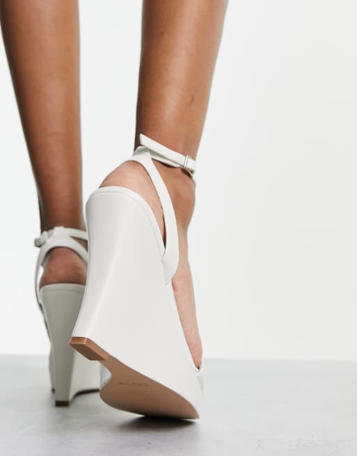 Aldo Nuala curved wedge sandals in white