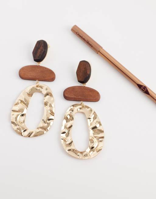 ALDO – Oaklynn – Hängeohrringe in geschmolzener Optik mit Gold- und Holz-Design, 2 von 4