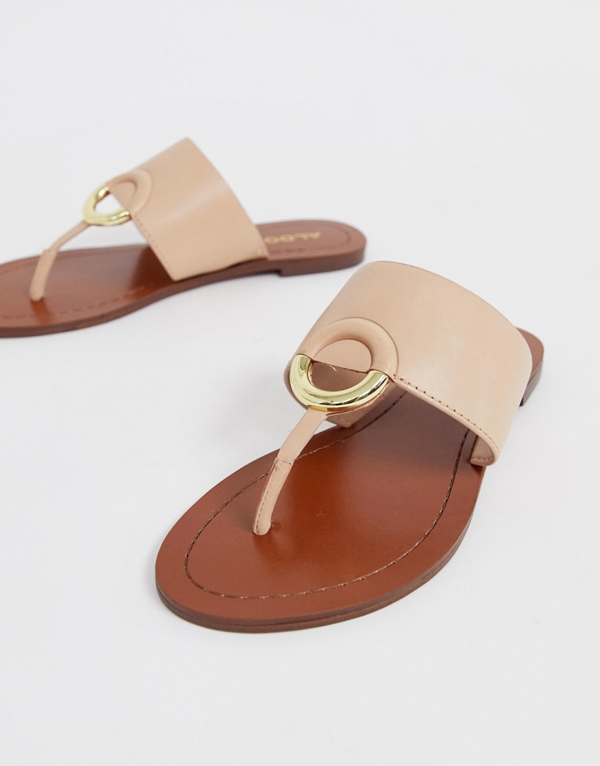 ALDO Ocericia leather ring post sandals in beige-Pink