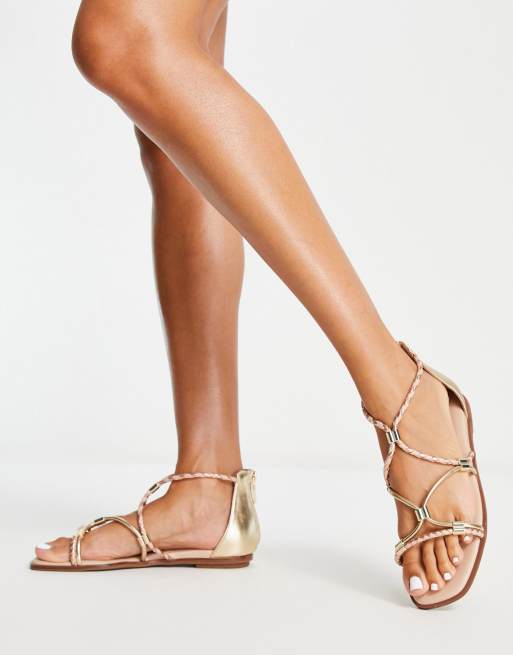 ALDO Oceriwenflex strappy flat sandals in metallic multi ASOS