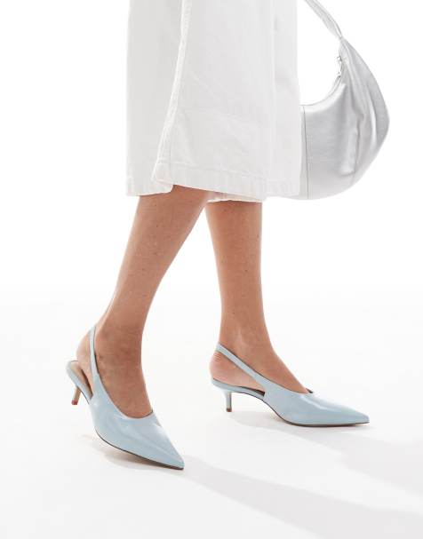 ALDO Oceweth slingback kitten heel shoes in pastel blue leather - view 1