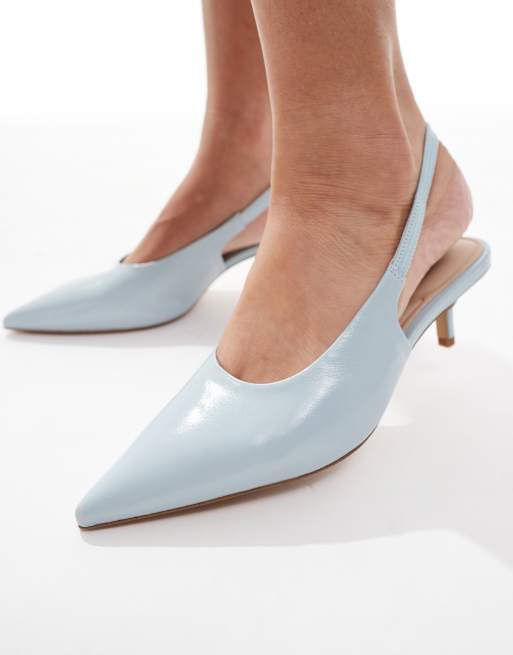 ALDO Oceweth slingback kitten heel shoes in pastel blue leather, 2 of 4