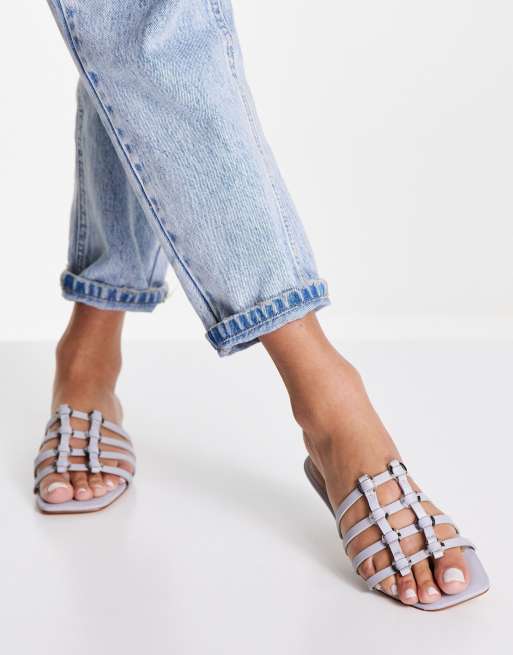 Aldo oculla caged slip on mules in light blue ASOS