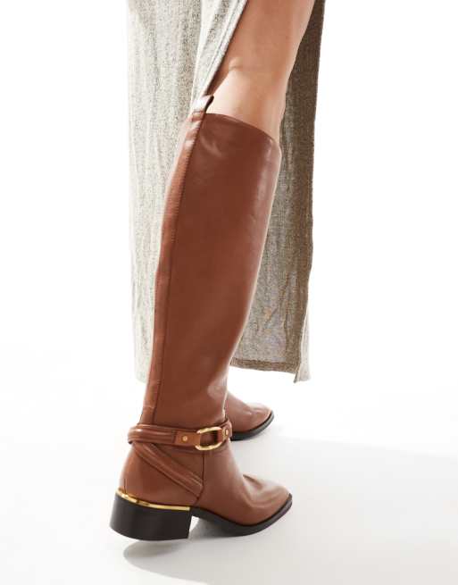 ALDO Ocynwan Stivali al ginocchio stile equitazione in pelle cognac