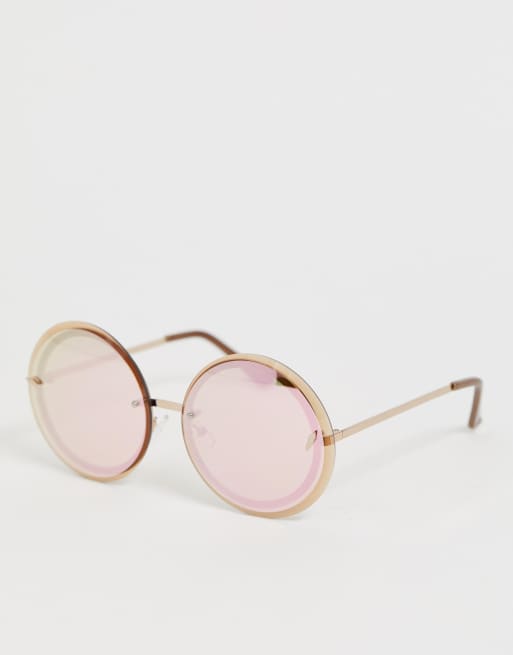 ALDO - okrągłe okulary przeciwsłoneczne z oprawką w złotym kolorze