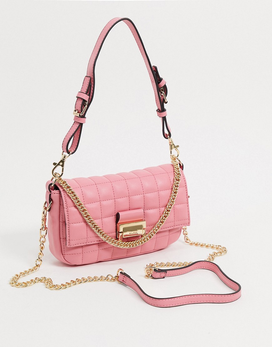 ALDO Oleosa padded chain strap shoulder bag in pink