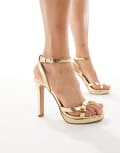 [ALDO] ALDO Onaonwan strappy platform heeled shoes in gold 38 GOLD