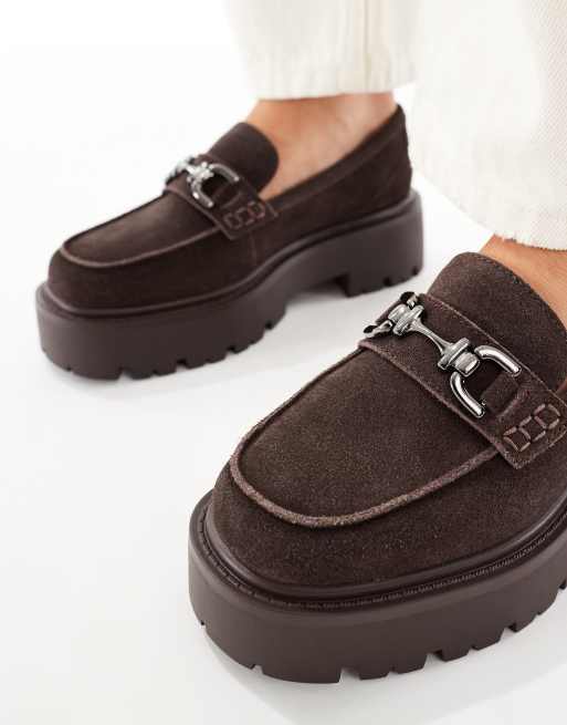 ALDO Oneameth chunky loafers with buckle detail in dark brown, 2 of 4