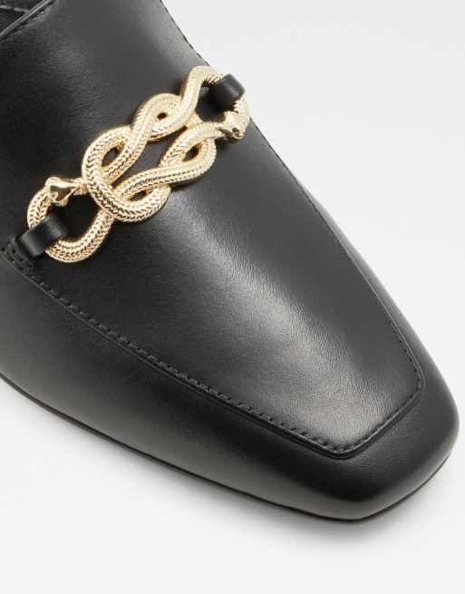 Gold backless hot sale loafers