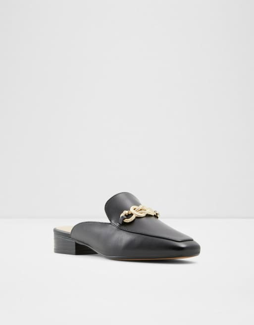 ALDO - Onidda - Loafers met open achterkant en kettingdetail in zwart 
