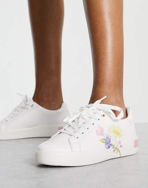 Floral store embroidered trainers