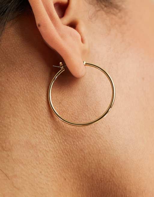 Orecchini a cerchio in ottone color oro, base a perno da 30 mm