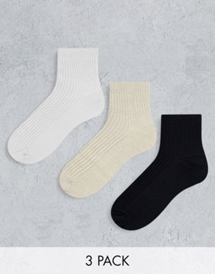 ALDO pack of 3 ribbed ankle socks in neutrals