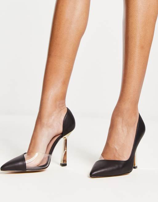 Black and gold court shoes best sale