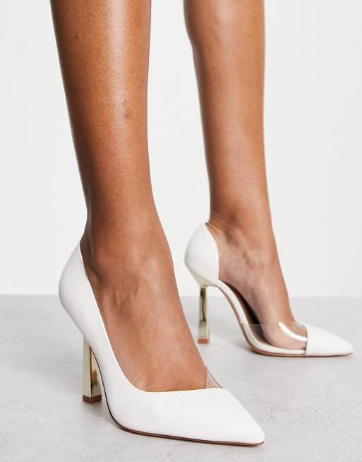 ALDO Paisley court heels with gold heel in white ASOS