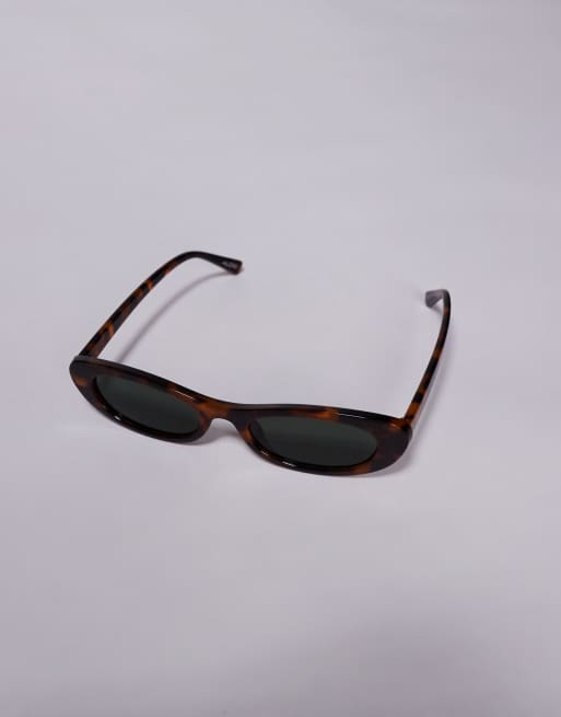 ALDO – Panama – Schmale, rechteckige Sonnenbrille in Schildpatt-Optik mit grünen Gläsern, 3 von 3