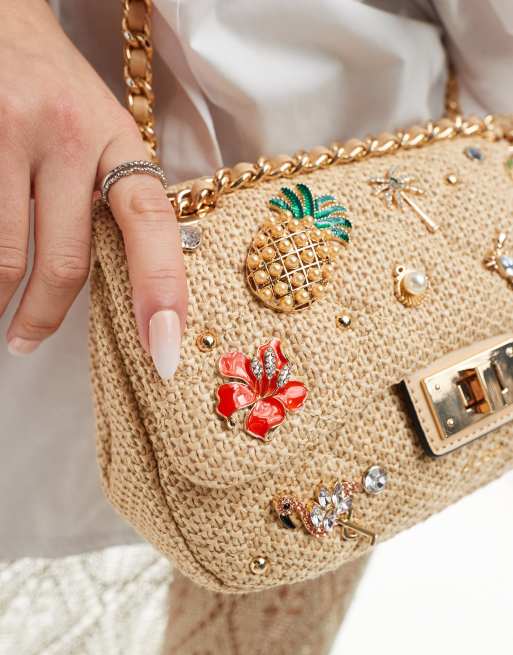 ALDO Paradisa Borsa a tracolla in rafia con applicazioni