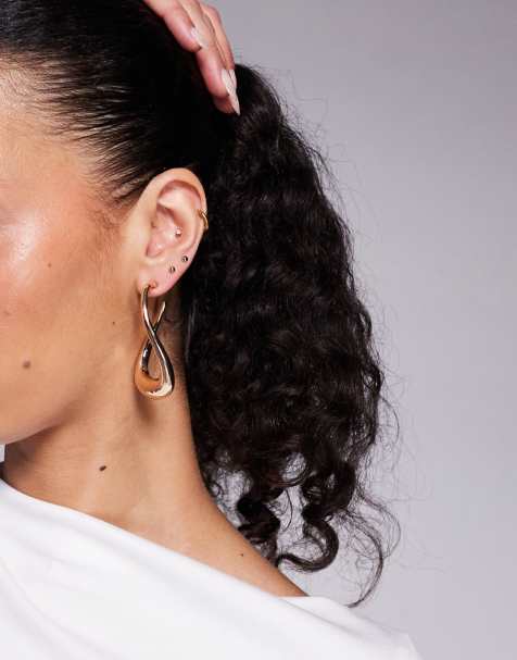 ALDO peameth large wave hoops in gold - view 1