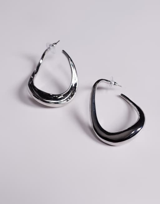 ALDO peameth large wave hoops in silver, 2 of 3