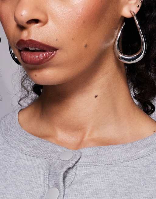 ALDO peameth large wave hoops in silver, 3 of 3