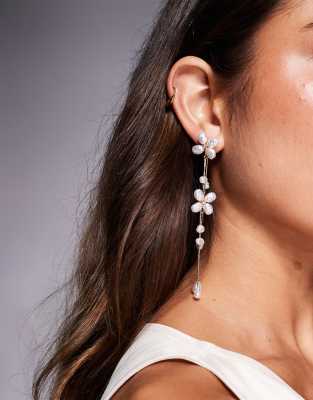 ALDO ALDO pearlora daintly flower and pearl drop earrings in gold