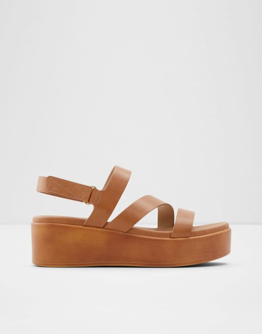 ALDO - Perwell - Sandali flatform con fascette color cognac