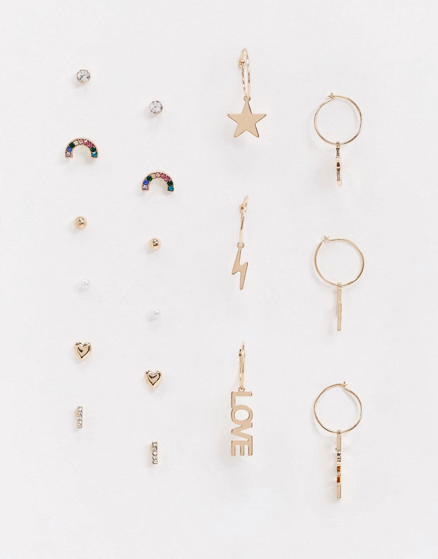 ALDO Portumna symbol multipack of earrings in gold