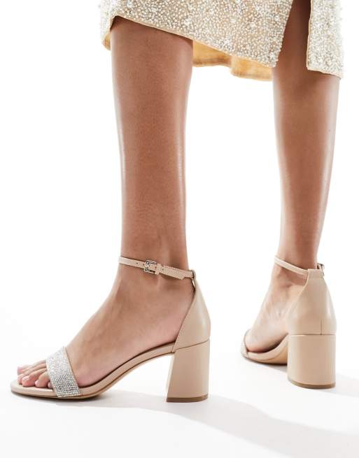 ALDO Pristine Verzierte Leder Sandaletten in KnochenweiB mit Blockabsatz ASOS