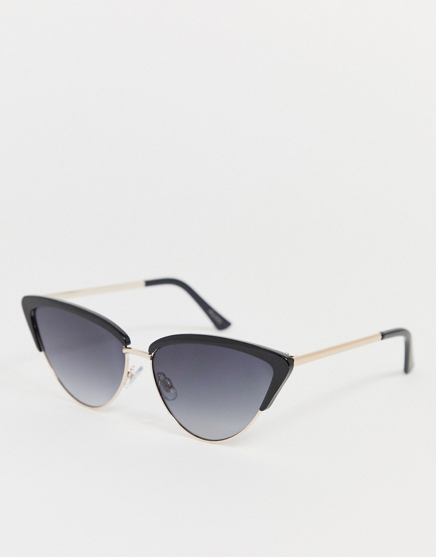 Aldo - Puntige cateye zonnebril met metalen montuur-Zwart
