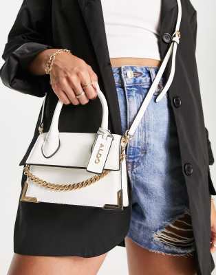 ALDO Pythonia mini bag with chain in white