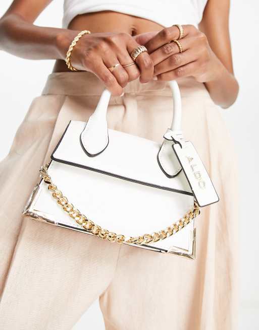 ALDO Pythonia mini bag with chain in white