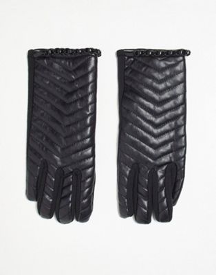 ALDO Qahar gloves with chevron quilt in black