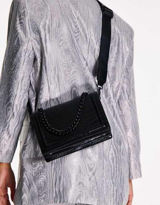 ALDO Qiemar cross body bag with pouch in black croc, 3 of 4