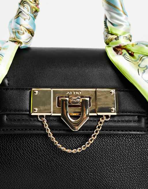 ALDO – Queliwen – Mini-Tasche in Schwarz mit Tragegriff und bedrucktem Schaldetail, 3 von 4