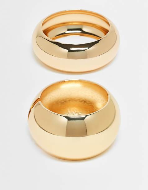 ALDO – Quiiinn – 2 breite Armreifen in Goldoptik mit mehrlagigem Design - view 1