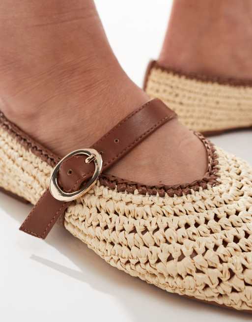 ALDO Quincey Mary Jane shoes in natural raffia | ASOS