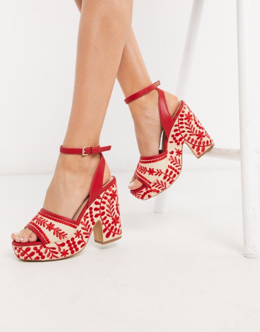 Embroidered sales platform sandals