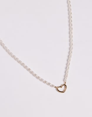 Aldo Rachellee Pearl And Heart Charm Necklace In Gold