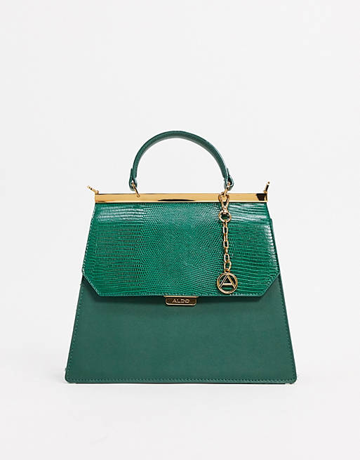 ALDO Ramelli structured cross body with grab handle in green
