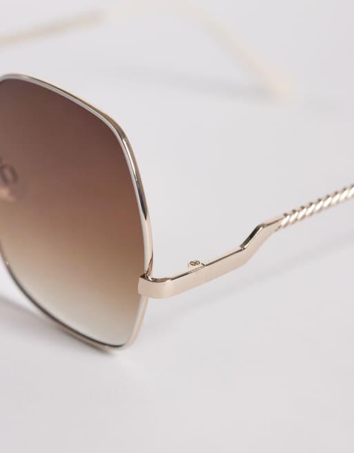 ALDO raquelle oversized metal frame sunglasses with brown lenses in gold, 2 of 3