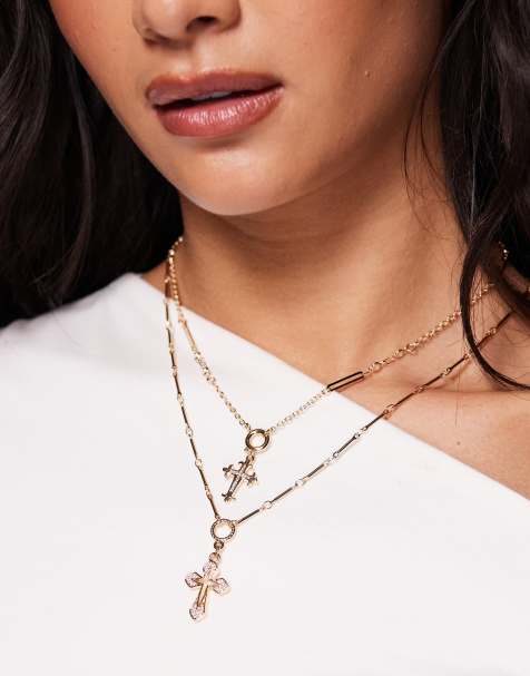 ALDO ravene cross layered necklace in gold - view 1