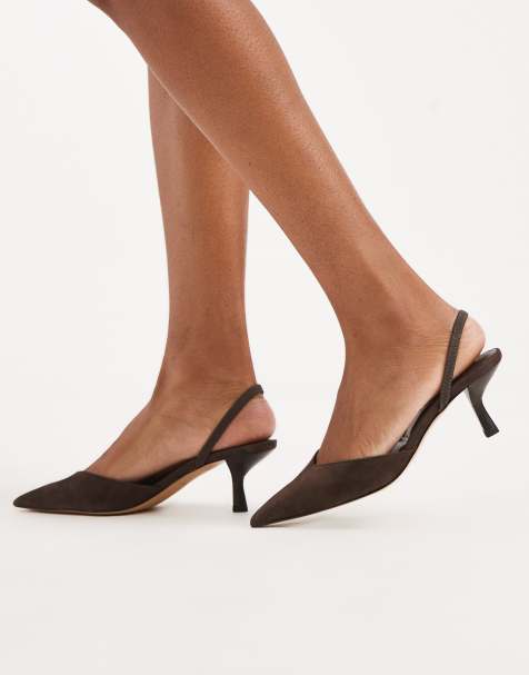 Aldo Re-Olivia sling back heeled shoe in brown suede - view 1