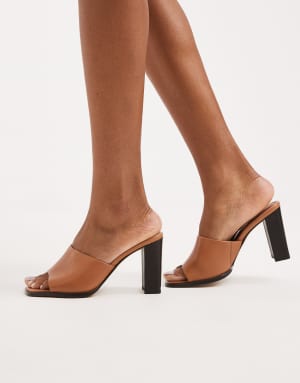 Aldo Re-Sophia block heeled sandal in brown leather