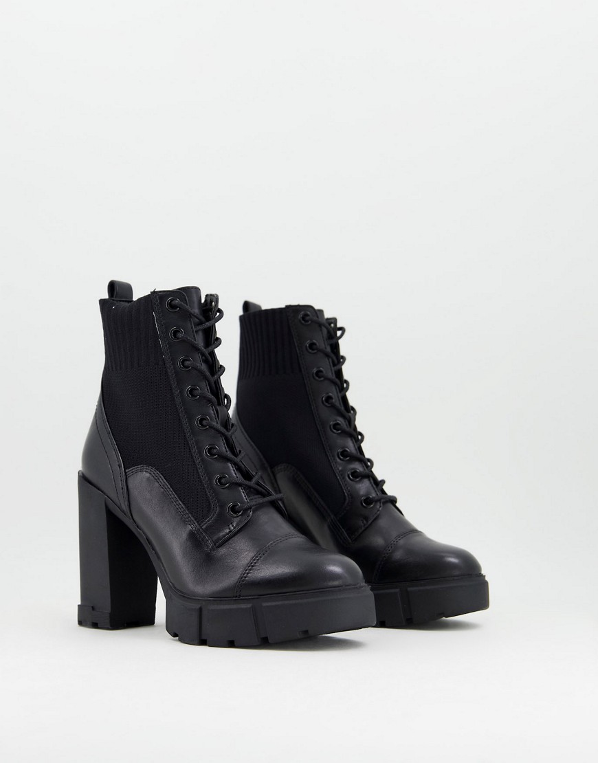ALDO Rebel heeled ankle boots in black knitted