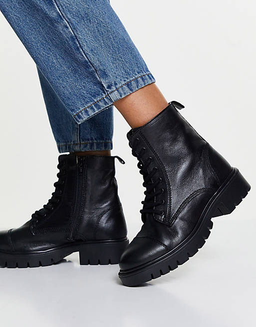ALDO Reilly leather lace up boots in black | ASOS