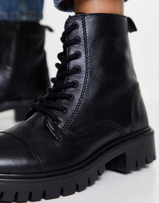 ALDO Reilly leather lace up boots in black | ASOS