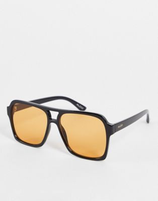 ALDO retro sunglasses in black with yellow lens