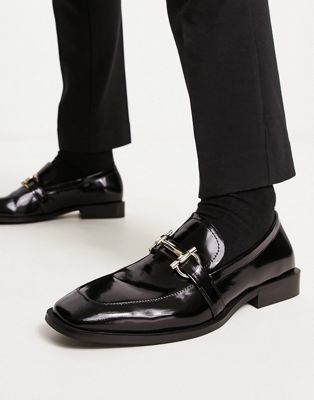 ALDO Reuben horsebit loafers in black shiny leather