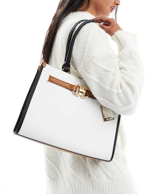 ALDO Reyen tote bag in white and snake print ASOS